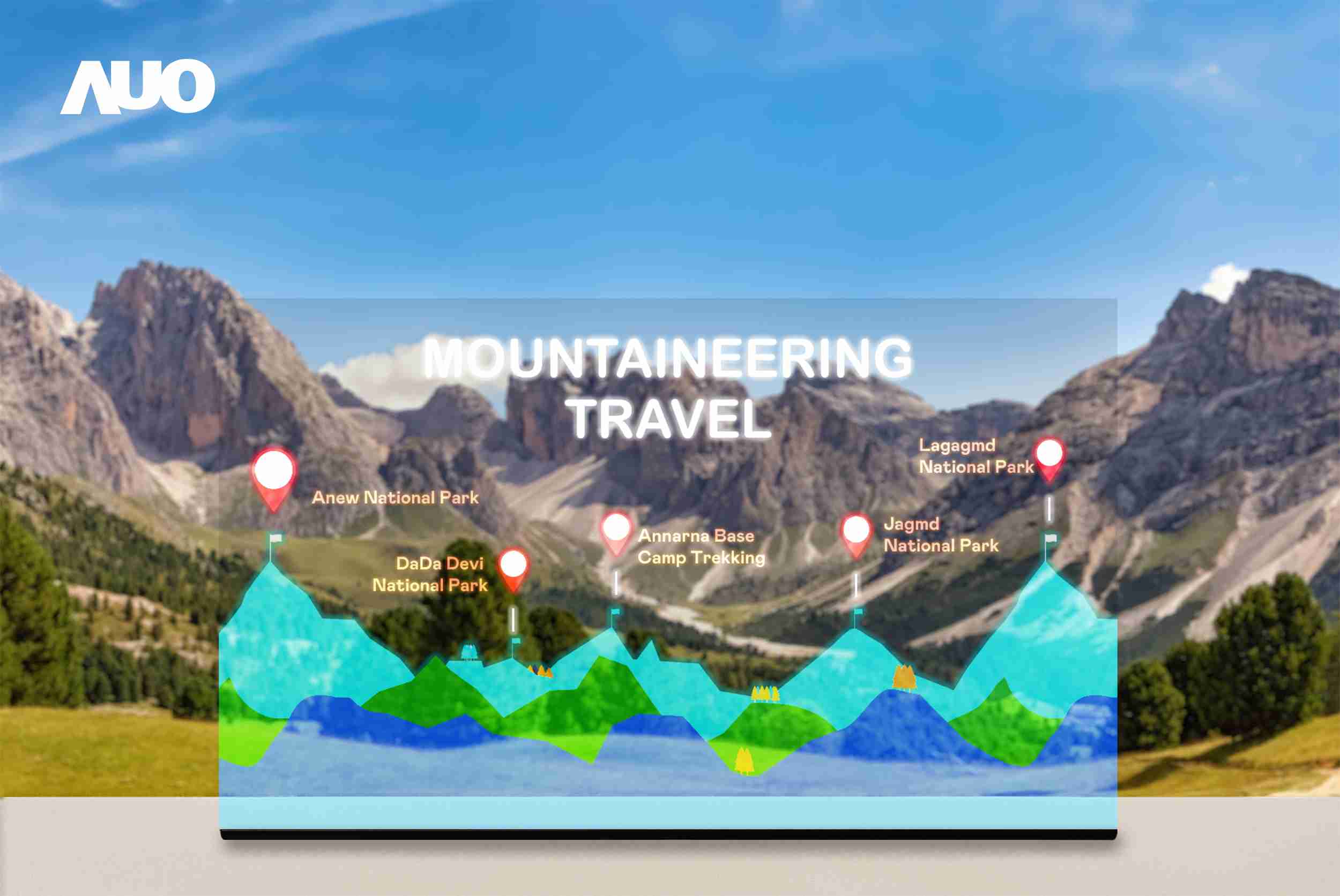 开云电子展示全球单片尺寸最大(*)42吋透明Micro LED显示器拼接而成的〝64吋透明Micro LED显示器〞，，，，具备高透明度、、、、1,000 nits高亮度、、、、广色域、、、采用三边无边框的无缝拼接等多重特色，，呈现超高清、、、细腻画质而不遮挡后方视觉，，满足层峰需求，，可广泛运用于零售、、、、艺术展览或商业空间等场域